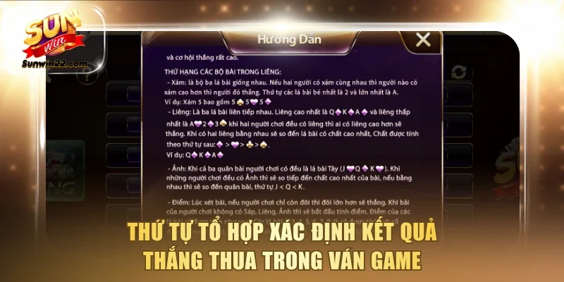 Thứ tự tổ hợp xác định kết quả thắng thua trong ván game